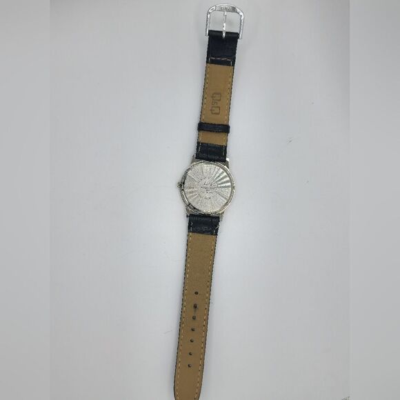 Q&Q by Citizen Black Leather Band Silver Tone Case Watch main image 6